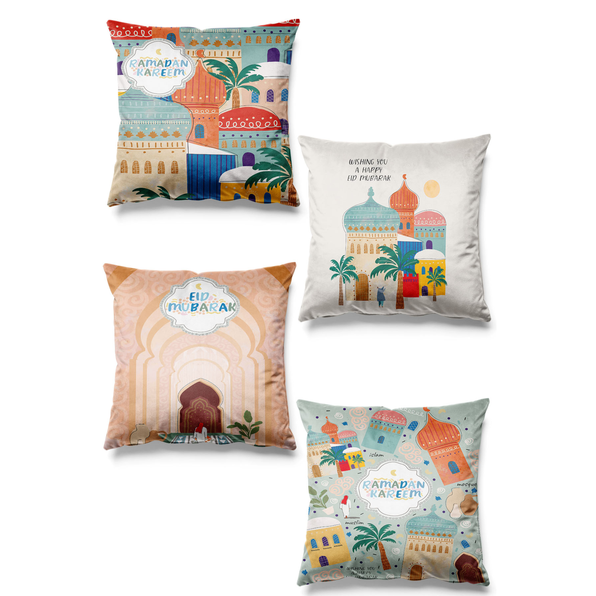 4-Piece Square Pillow Covers Sets