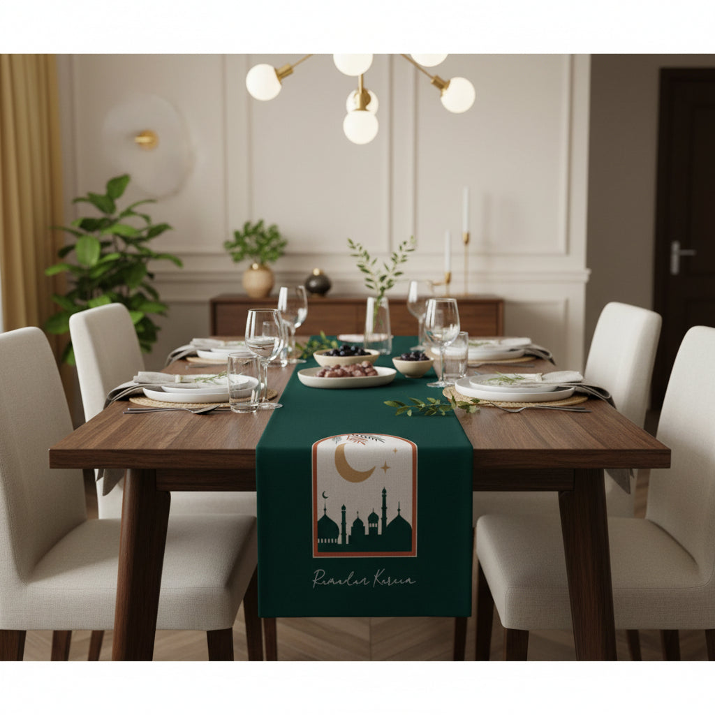 Ramadan & Eid Table Runner, Iftar Table Decor Gift - Design 001