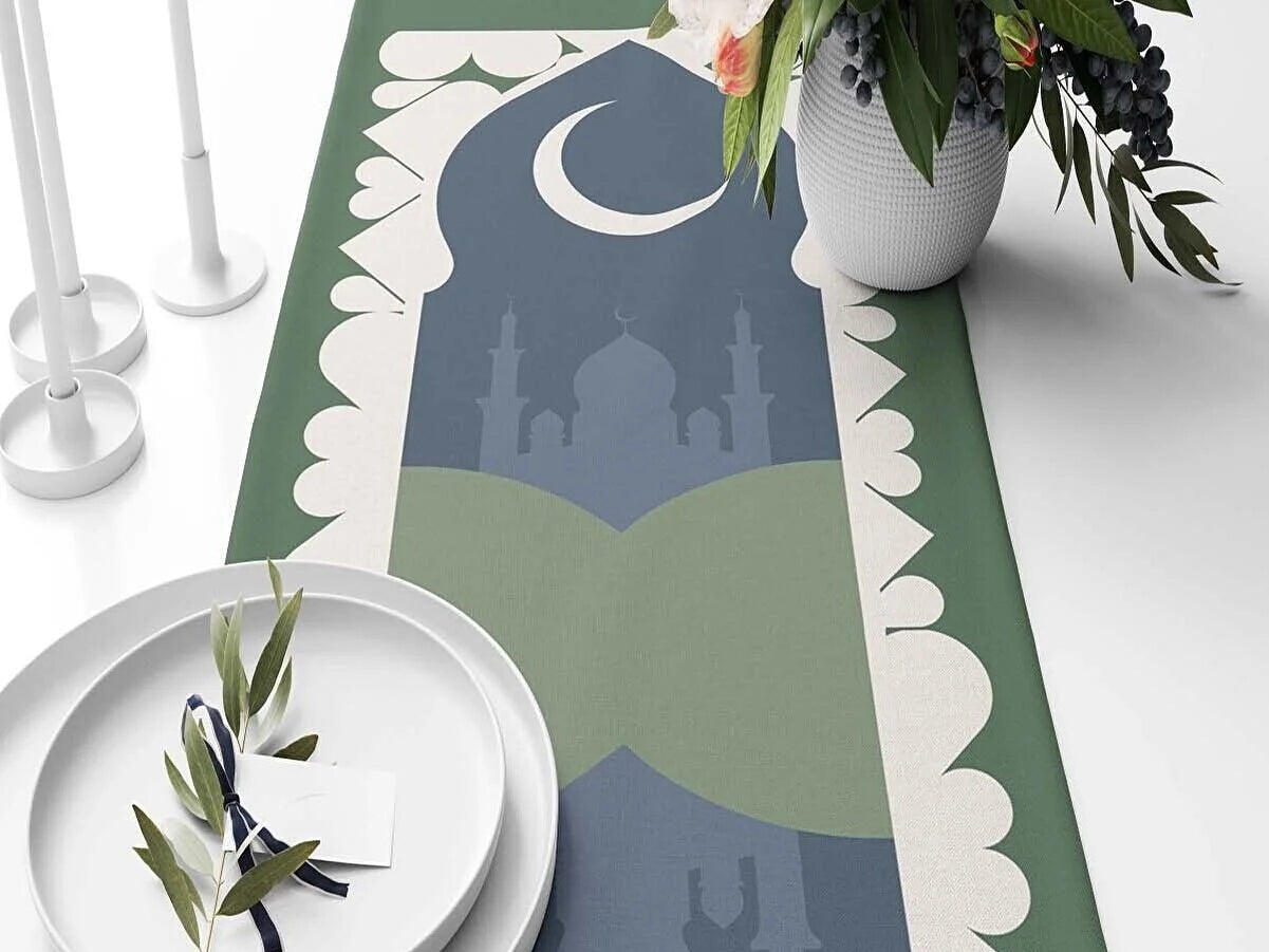Ramadan & Eid Table Runner, Iftar Table Decor Gift - Design 002