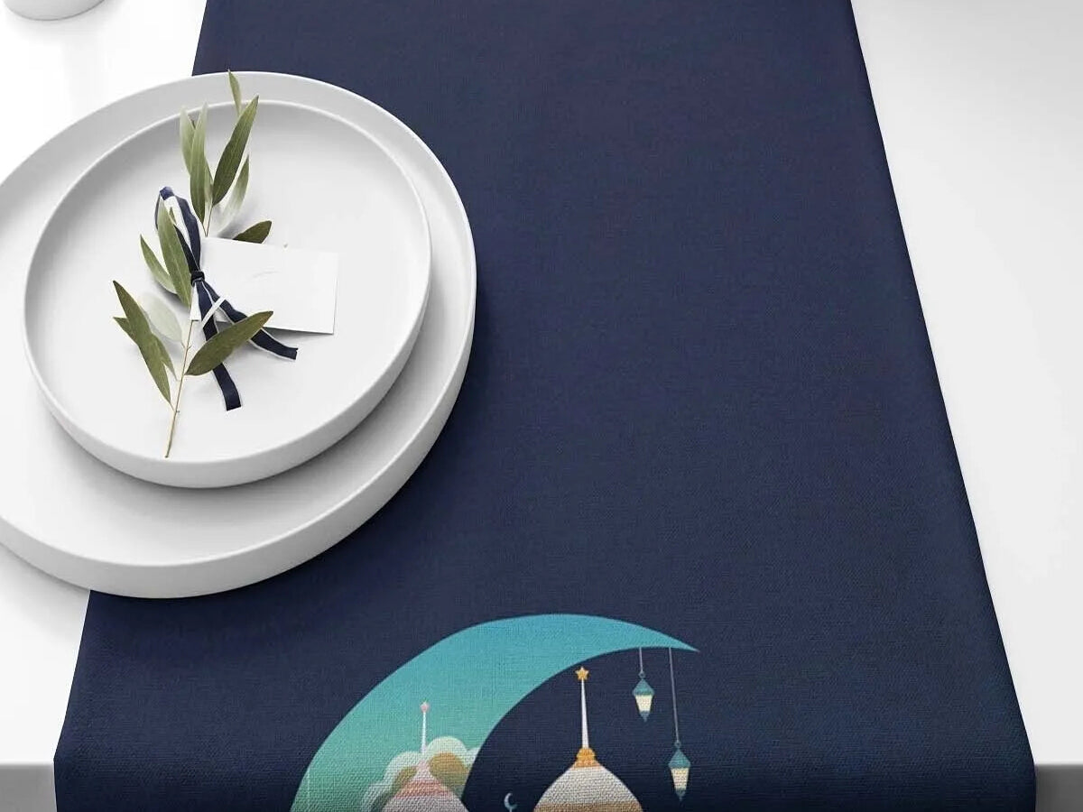 Ramadan & Eid Table Runner, Iftar Table Decor Gift - Design 003