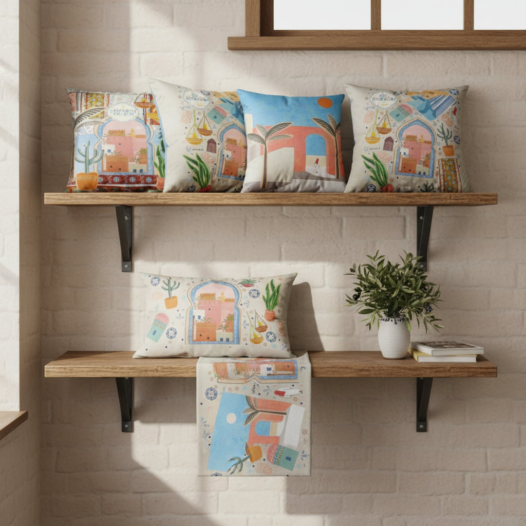 Decorative pillows with colorful designs for ramadan and eid home decor