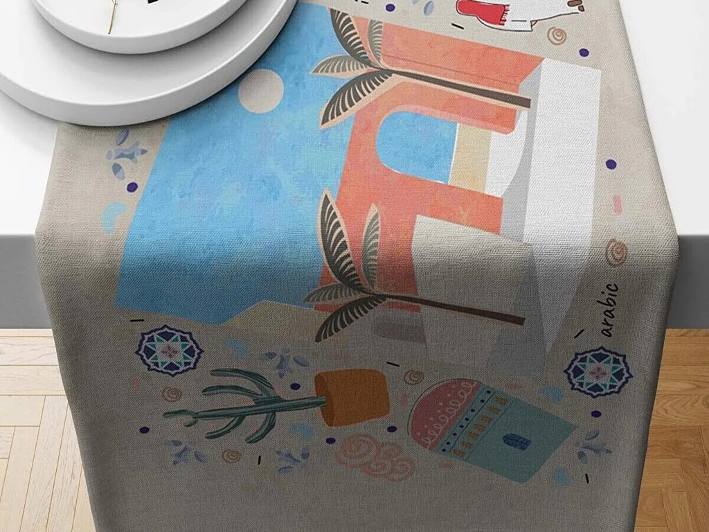 Ramadan & Eid Table Runner, Iftar Table Decor Gift - Design 004