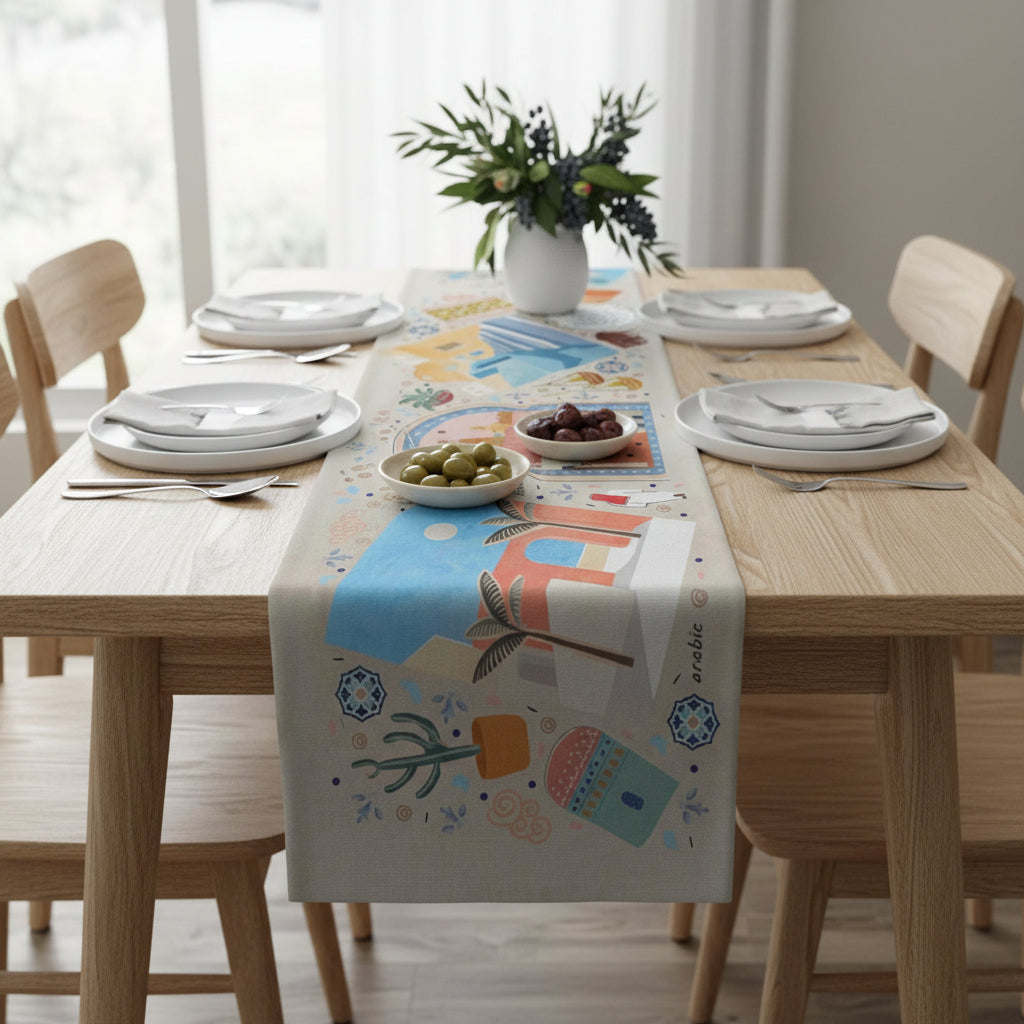 6-Piece Table Runner & Pillow Cover Bundle - Design 004