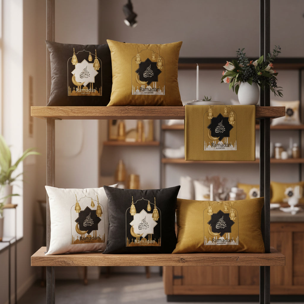 Decorative pillows with Ramadan-themed designs as a bundle 