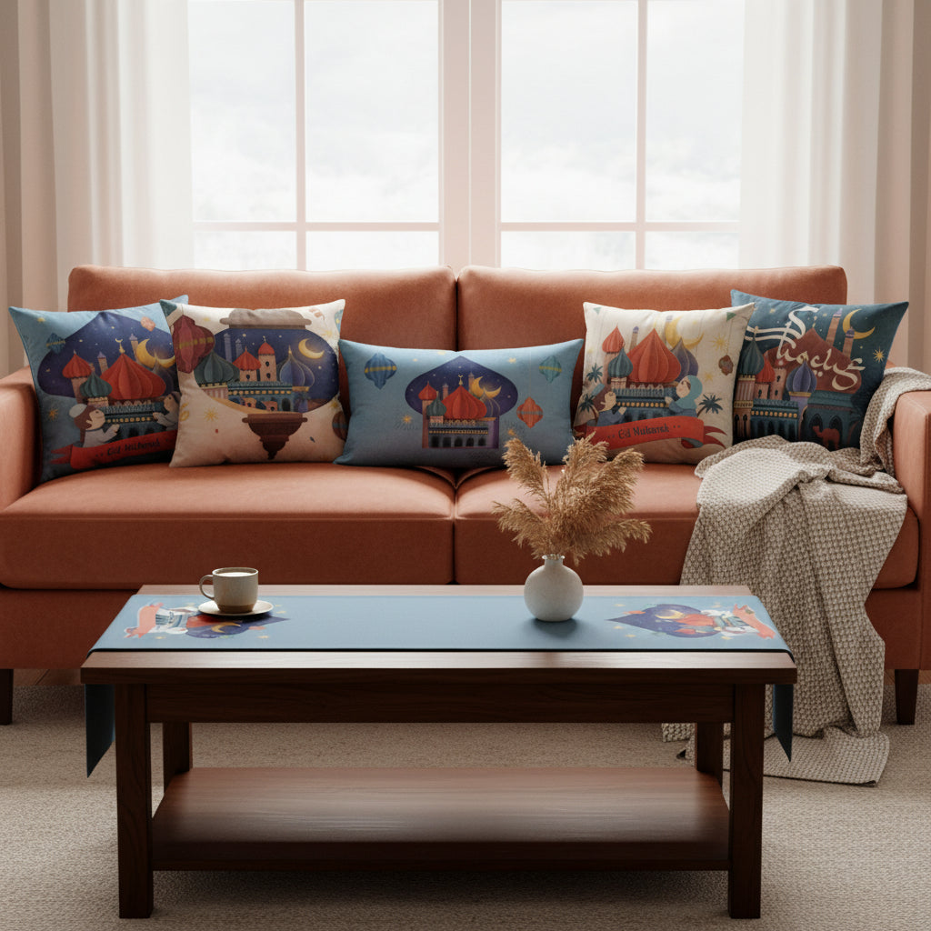 6-Piece Table Runner & Pillow Cover Bundle - Design 006