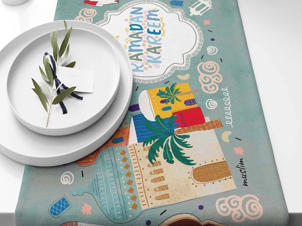 Ramadan & Eid Table Runner, Iftar Table Decor Gift - Design 008