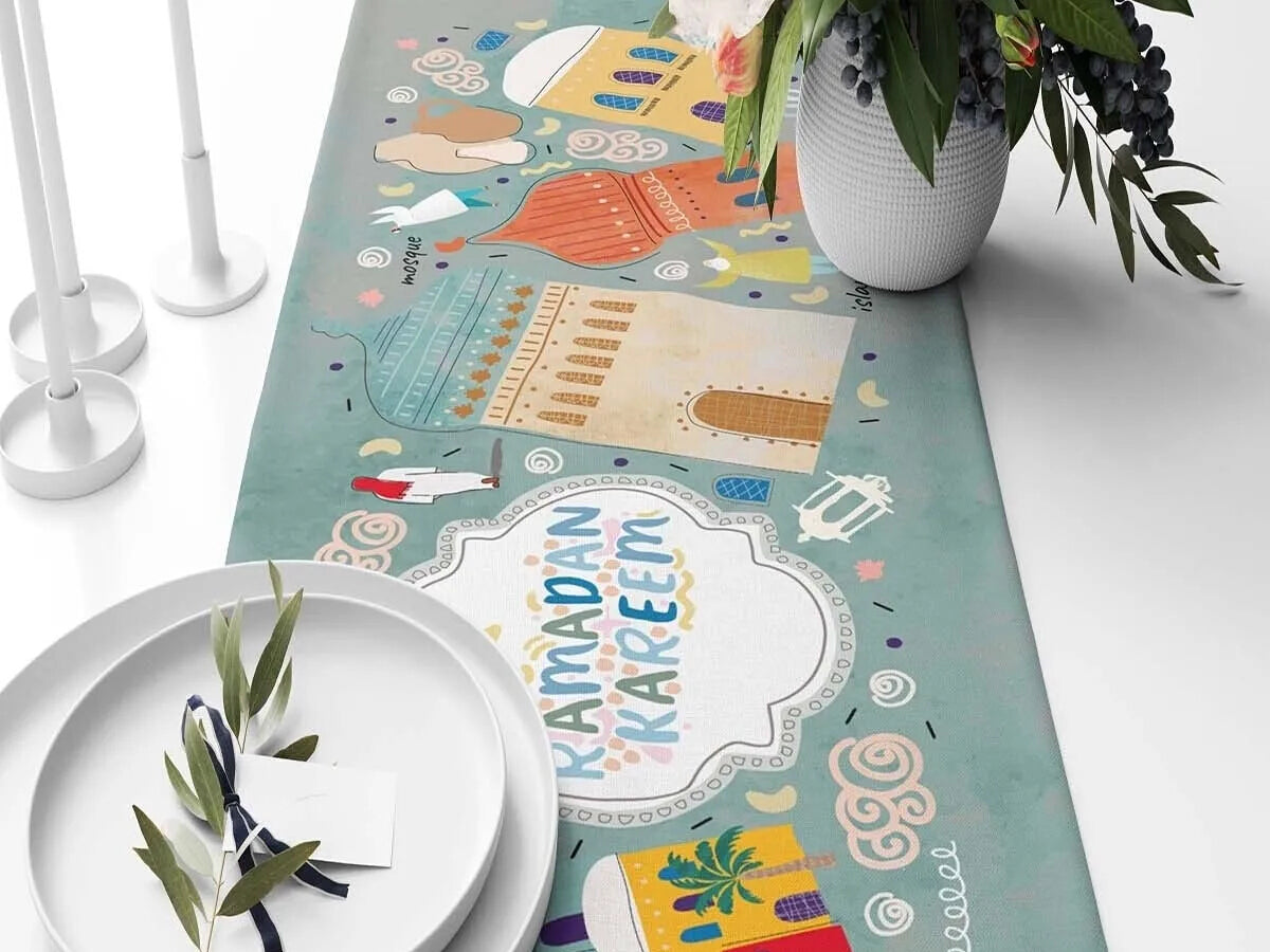 Ramadan & Eid Table Runner, Iftar Table Decor Gift - Design 008