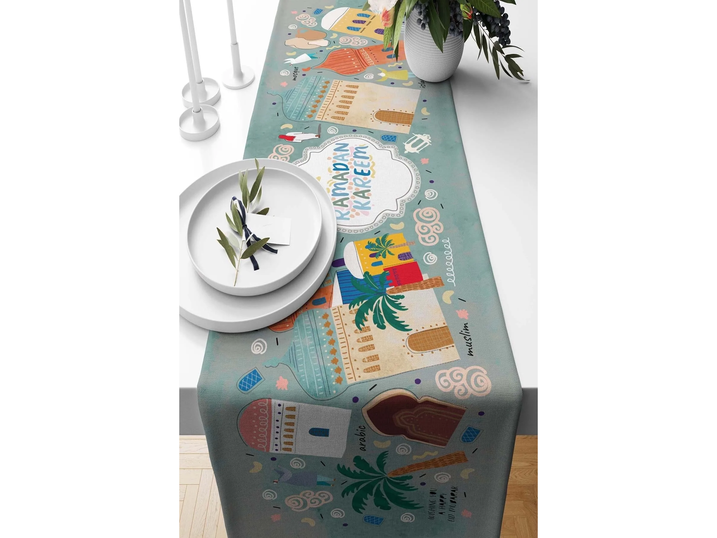 6-Piece Table Runner & Pillow Cover Bundle - Design 008
