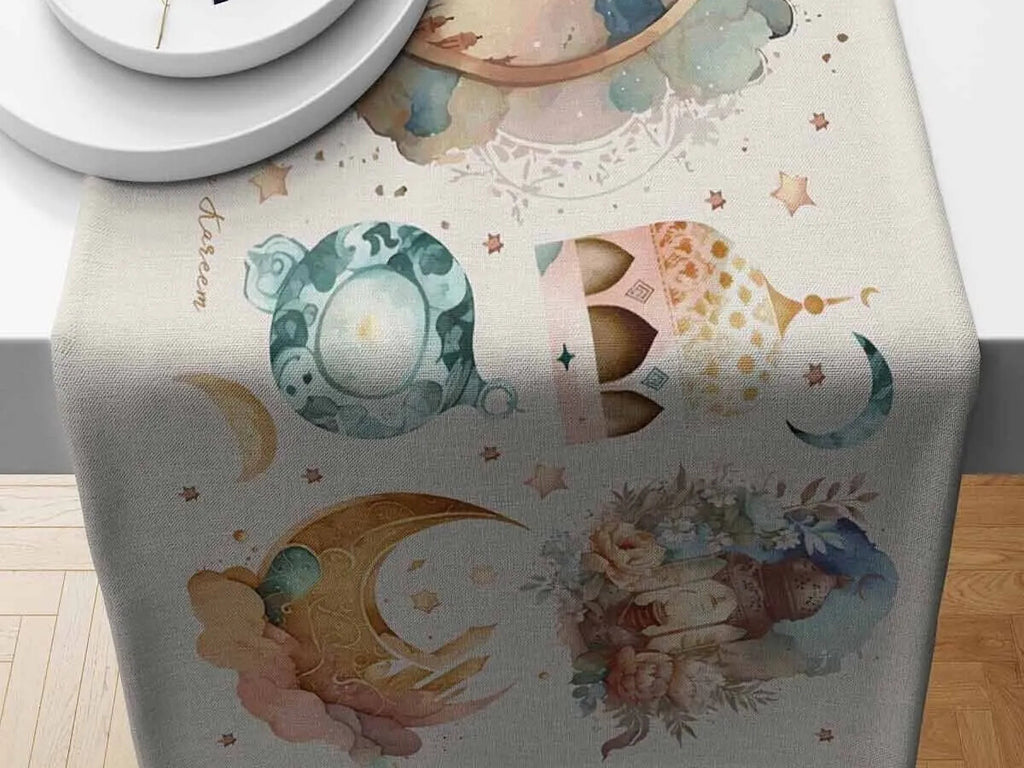 Ramadan & Eid Table Runner, Iftar Table Decor Gift - Design 009