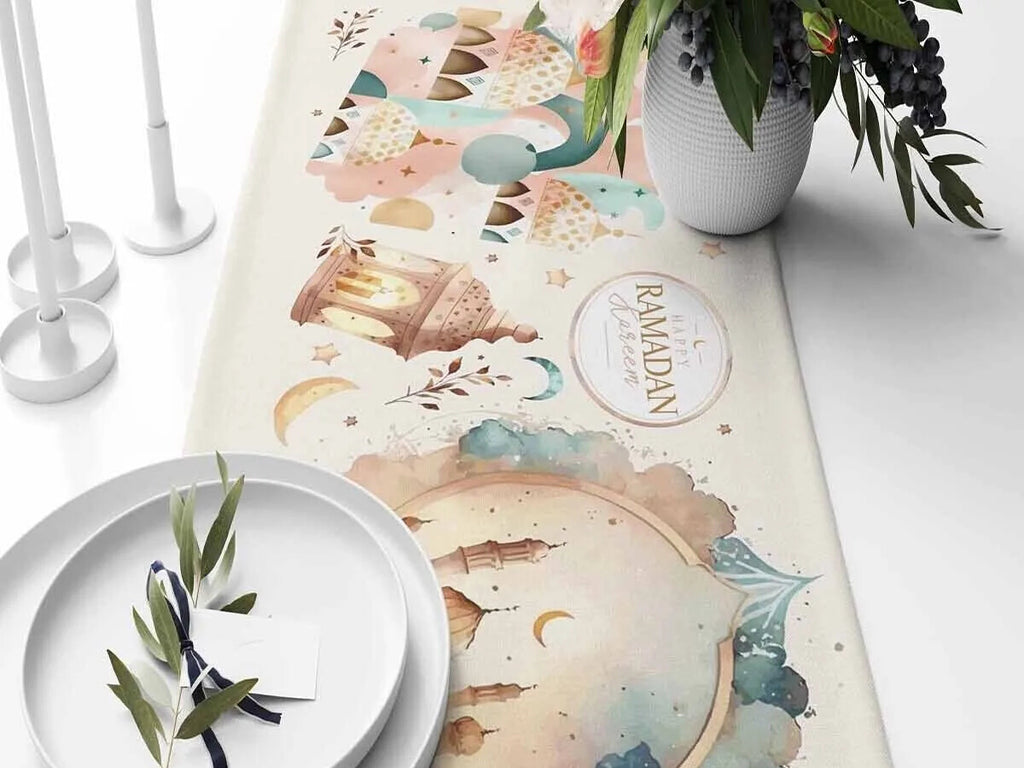 Ramadan & Eid Table Runner, Iftar Table Decor Gift - Design 009