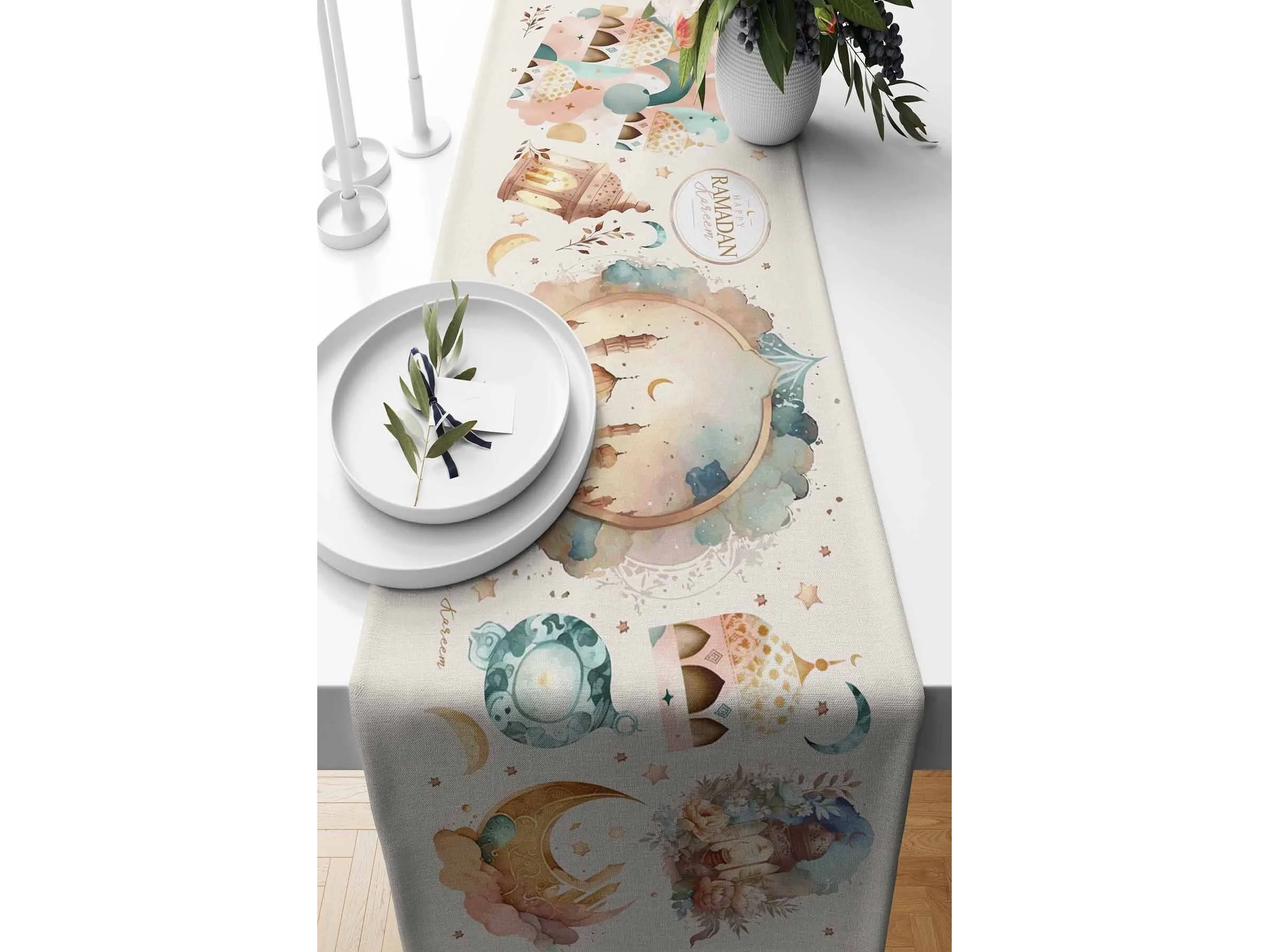 6-Piece Table Runner & Pillow Cover Bundle - Design 009
