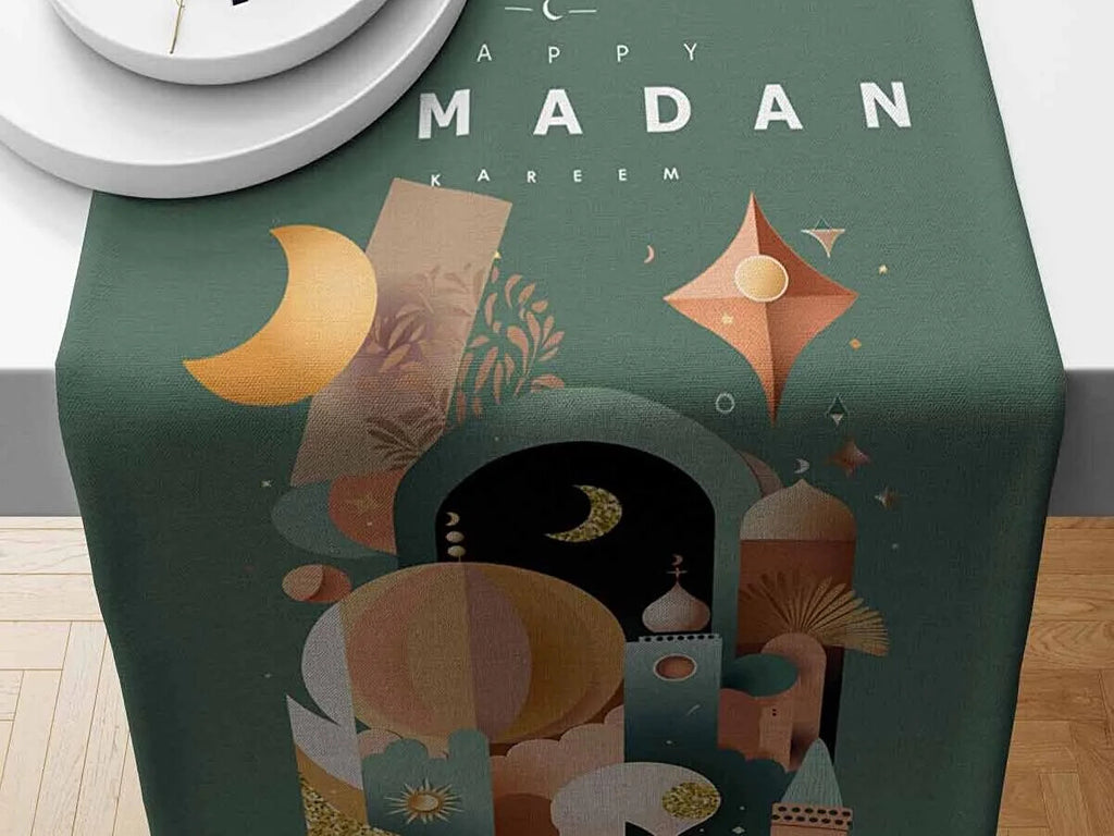 Ramadan & Eid Table Runner, Iftar Table Decor Gift - Design 012