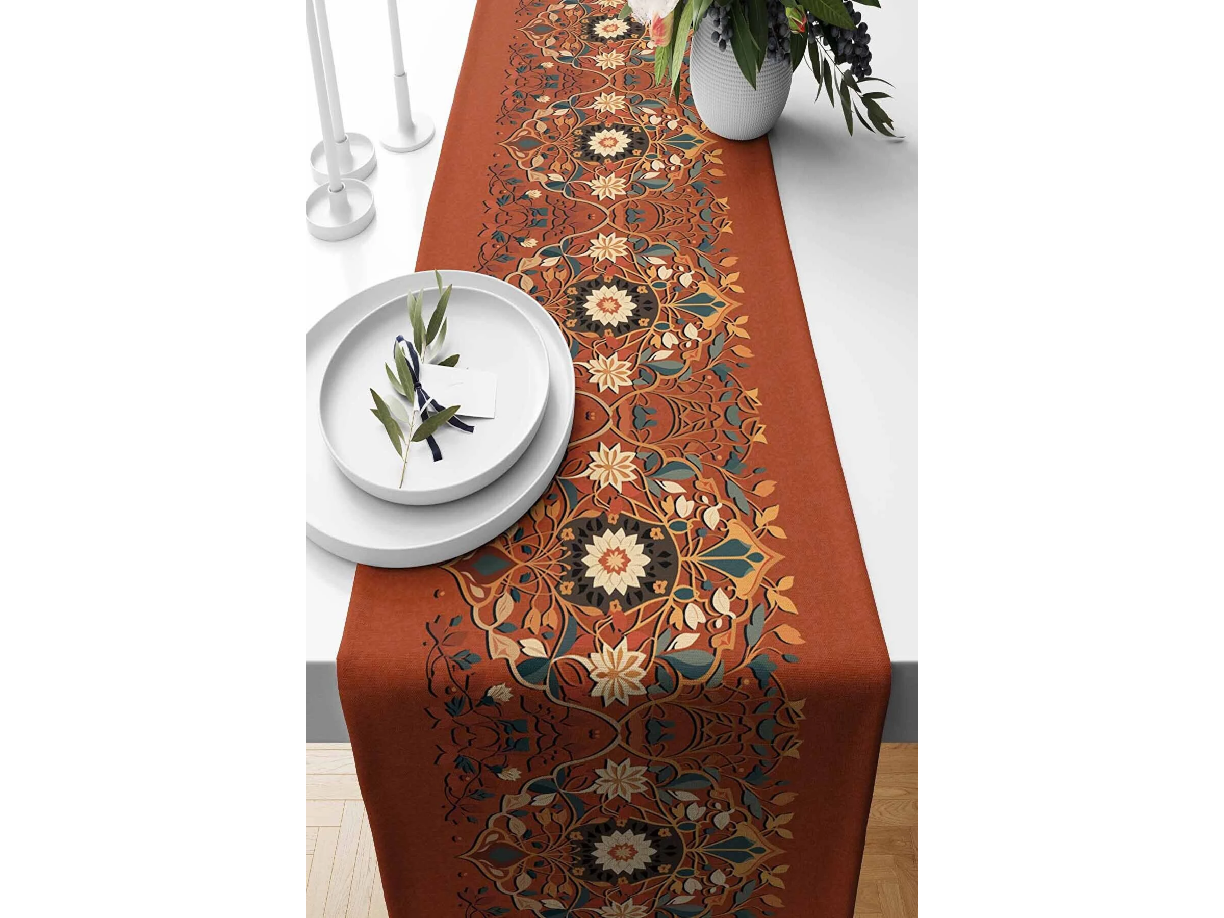 6-Piece Table Runner & Pillow Cover Bundle - Design 013