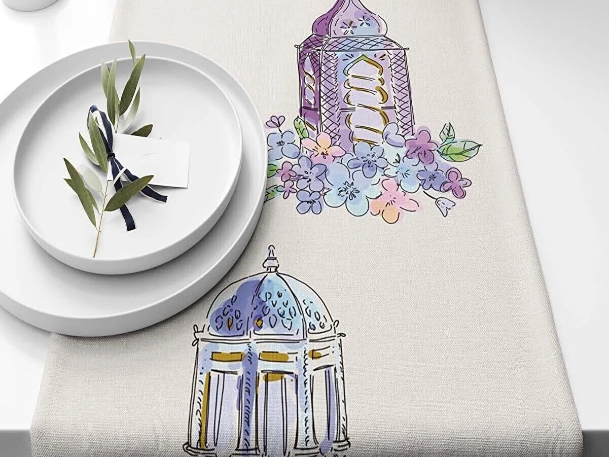 Ramadan & Eid Table Runner, Iftar Table Decor Gift - Design 016