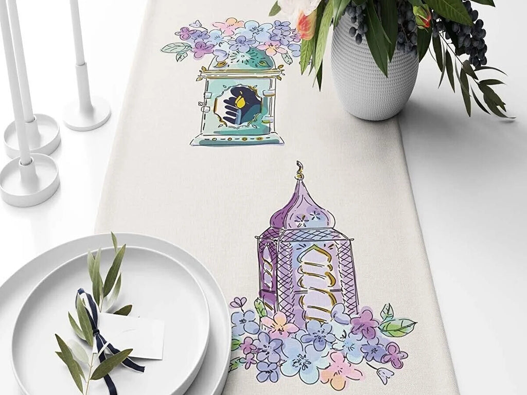 Ramadan & Eid Table Runner, Iftar Table Decor Gift - Design 016
