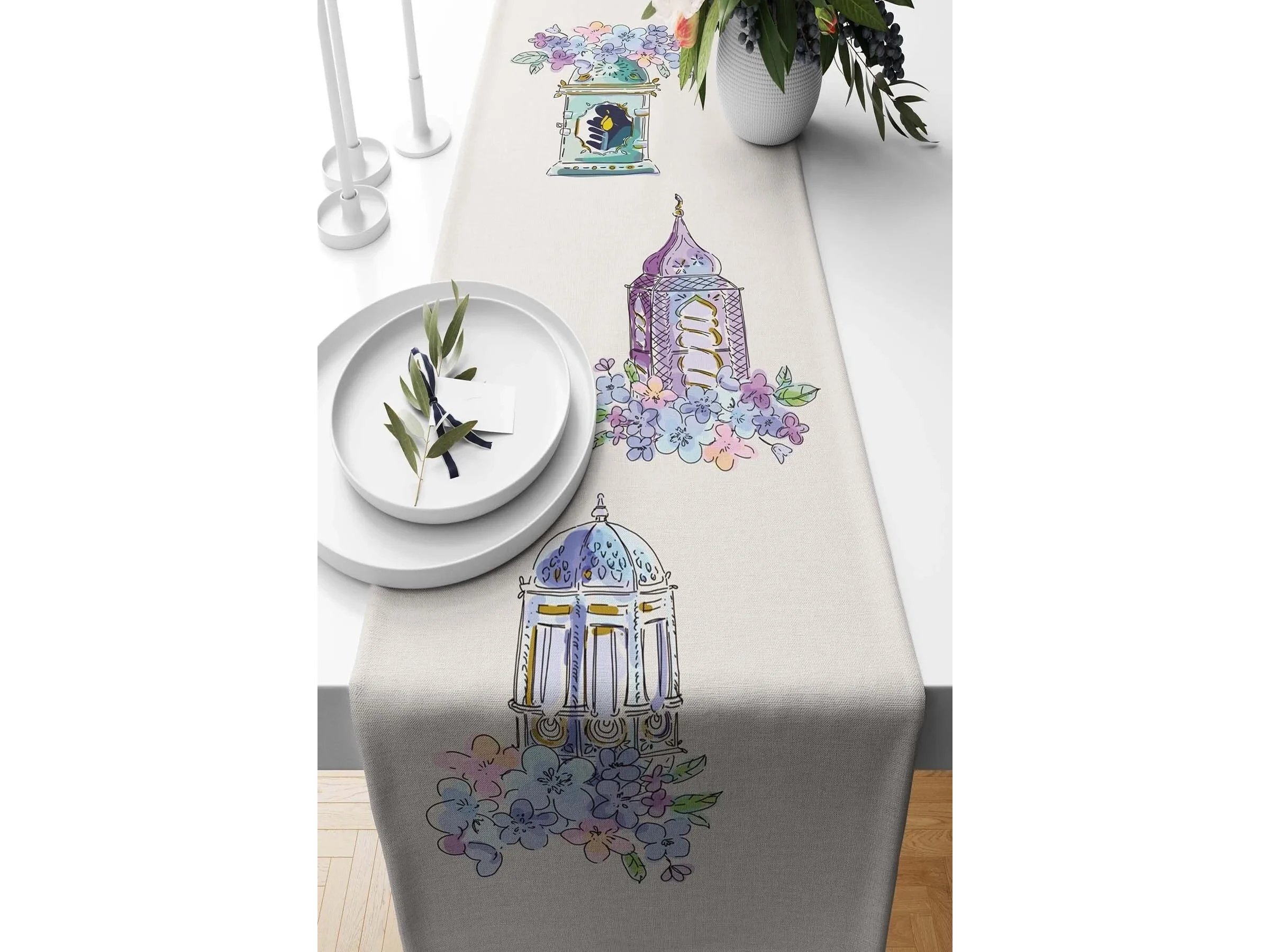 6-Piece Table Runner & Pillow Cover Bundle - Design 016
